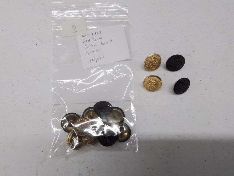 14pcs. WC 1812 Marine screw back buttons Baer Auctioneers Realty, LLC