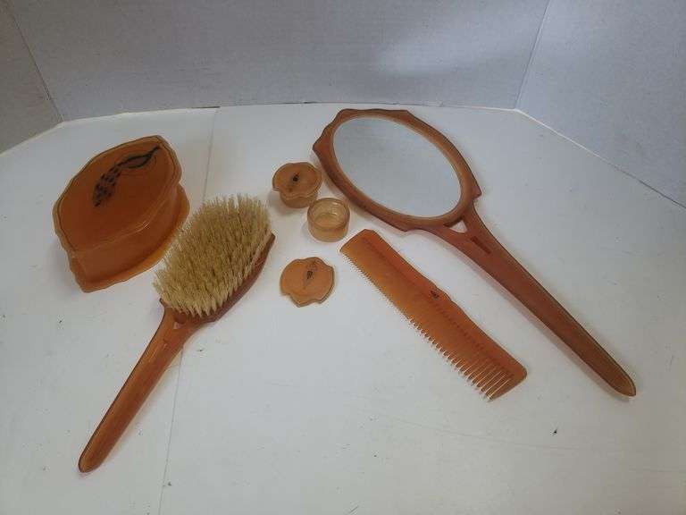 Vintage Dresser Set, Comb, Mirror, Brush, Dresser Box Baer
