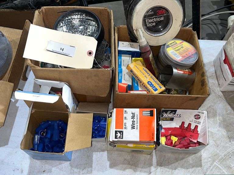 Lg. Assortment of Wire Nuts, Electrical Tape, Light and Misc Baer