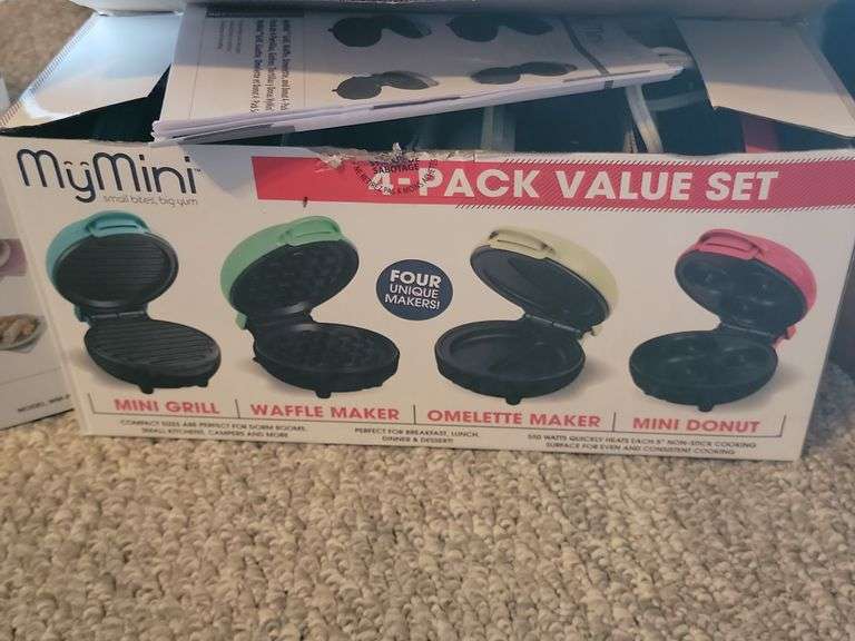 My Mini 4 Pack Value Set; Grill, Waffle Maker, Omelette Maker, Mini