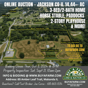 Jackson County IL 14.44+- Acres / Home Stable Pasture Horses / 2967LA