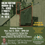Marion County IL 71+- Acres / 2 Tracts / Tillable Cropland Farmland Income / 2988A