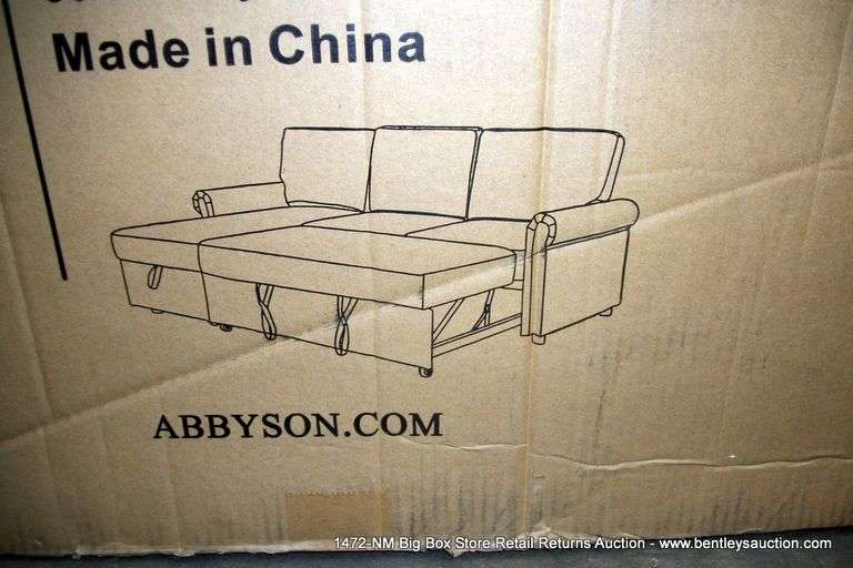 ABBYSON HAMILTON STORAGE SOFA BED REVERSIBLE SECTIONAL (NAVY BLUE) (2