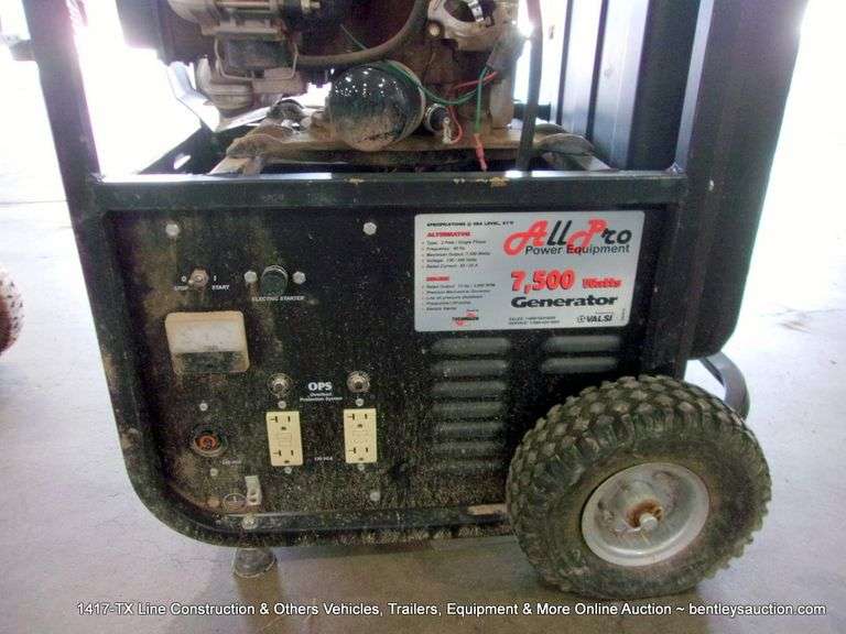 ALL PRO POWER EQUIPMENT 7500 WATT PORTABLE GENERATOR Bentley
