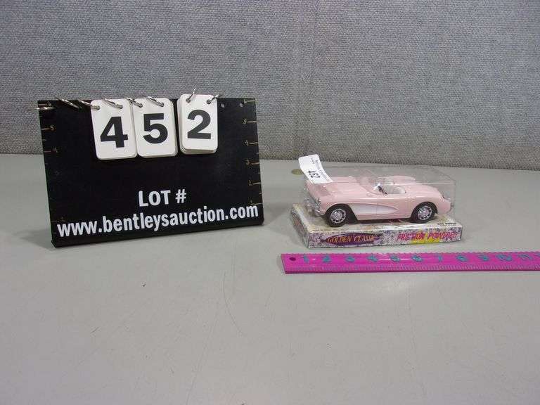 GOLDEN CLASSIC FRICTION POWERED 1957 LIGHT PINK CORVETTE TOY CAR