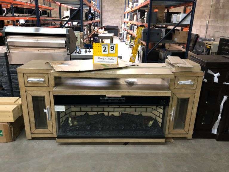 MEMBER'S MARK MANHATTAN FIREPLACE CONSOLE BROWN AS IS Bentley