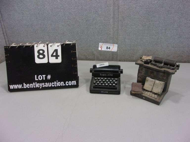 LOT (2) DECORATIVE RESIN CAST MINIATURE TYPEWRITERS Bentley
