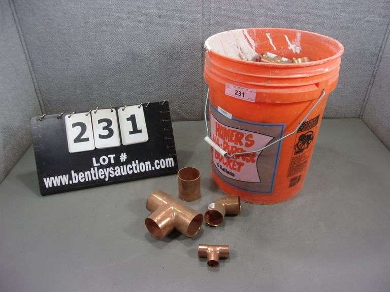 HOME DEPOT 5GALLON BUCKET W/ ASSORTED COPPER FITTINGS Bentley