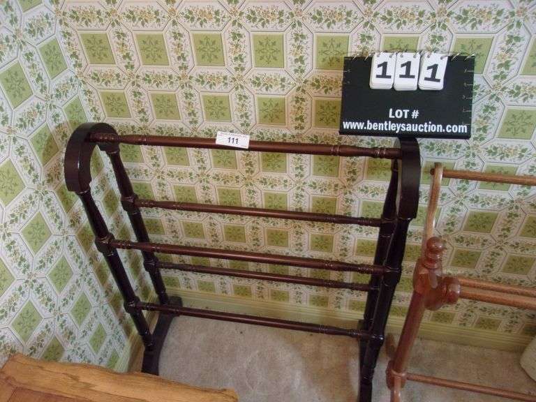 DARK STAINED WOODEN QUILT RACK Bentley & Associates, LLC