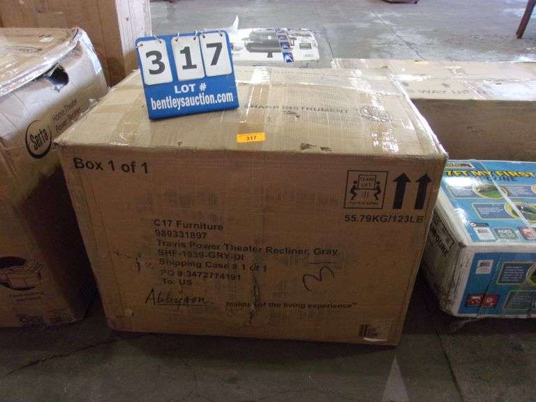 ABBYSON SHF1939GREYDI TRAVIS POWER THEATER RECLINER DAMAGED BOX