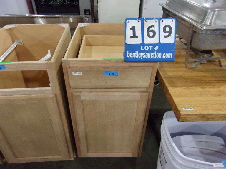 Image showcasing RAW UNFINISHED OAK SINGLE DOOR SINGLE DRAWER KITCHEN CABINET-BASE ...
