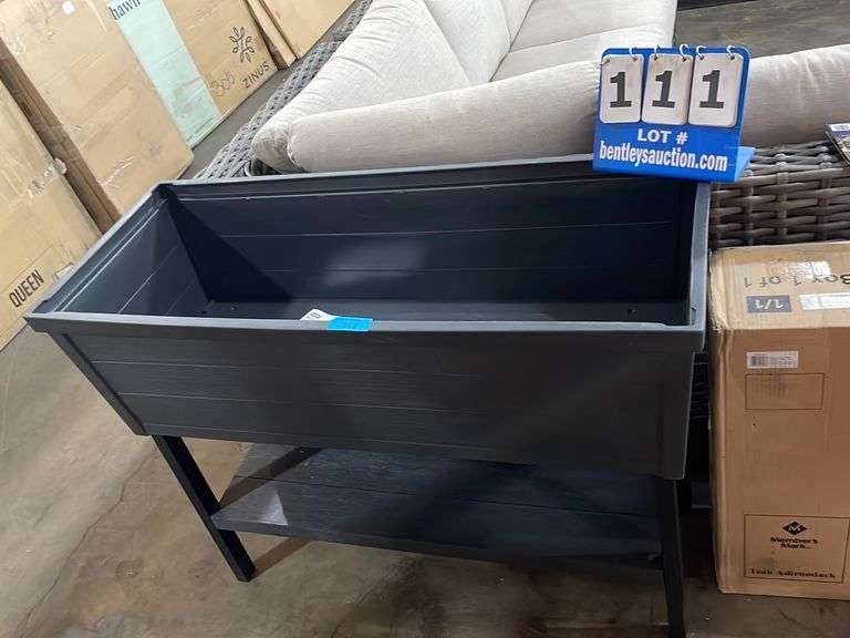 KETER WOOD LOOK ELEVATED GARDEN BED W/ WATER BASIN & GAUGE Bentley