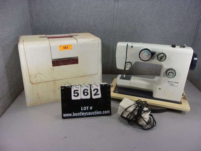 VINTAGE RICCAR SEWING MACHINE WHITE ELECTRIC IN CASE Bentley & Associates, LLC