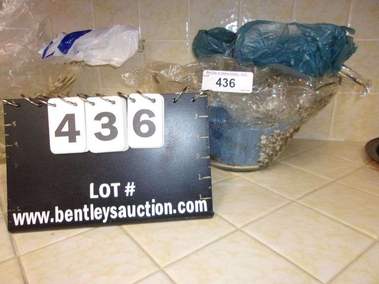 CLEAR GLASS GRAPE & VINE DESIGN PUNCH BOWL W/ LADLE & CUPS - Bentley ...