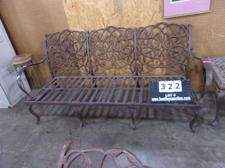 SUMMER CLASSICS BRONZE PAINTED CAST ALUMINUM PATIO SOFA VINE BACK