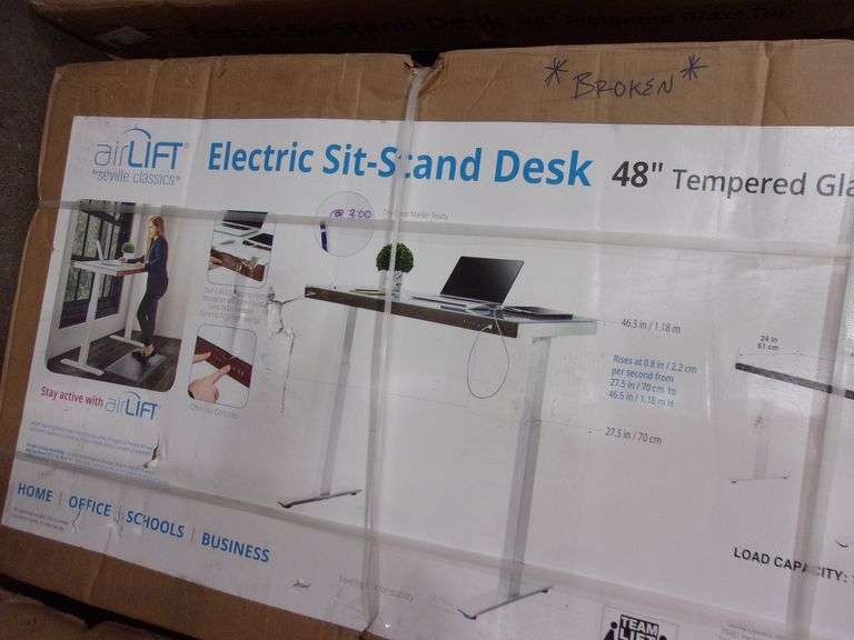 AIRLIFT BY SEVILLE CLASSICS ELECTRIC SITSTAND DESK 48" TEMPERED