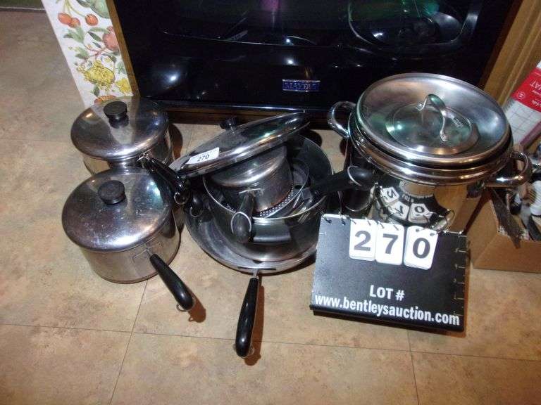 LOT (7) MIXED SIZE REVERE WARE COOKWARE PANS & LIDS Bentley