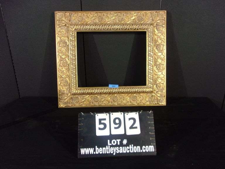 ANTIQUED GOLD HEAVY CARVED FRAME, 16 X 20 OPENING & 27 X 31 OVERALL