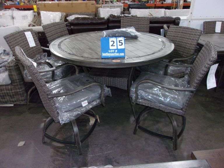PATIO DINING SET ROUND TABLE & 6 CHAIRS Bentley & Associates, LLC