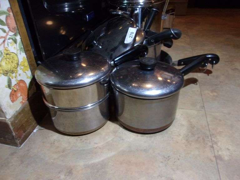 LOT (7) MIXED SIZE REVERE WARE COOKWARE PANS & LIDS Bentley