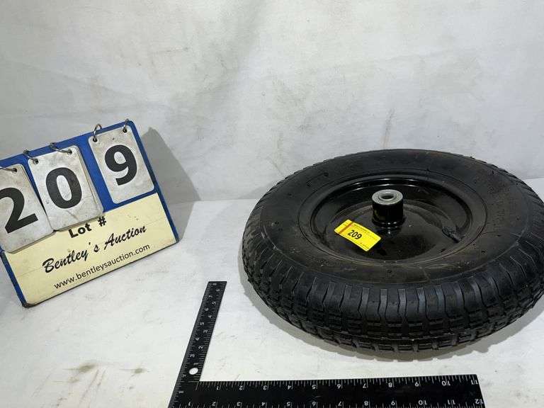 WHEELBARROW TIRE & RIM, 4.00 8 30 PSI, BLACK NEW Bentley