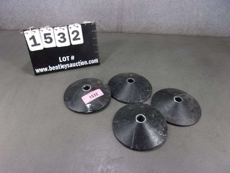 (4) BLACK CIRCULAR WEIGHTED LABORATORY SAMPLE TUBE STAND BASES