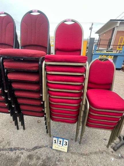 RED UPHOLSTERED STACKING CHAIRS (10X MONEY) - Bentley & Associates, LLC