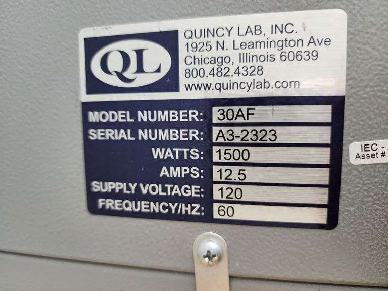 QUINCY LAB INC 30AF OVEN, 120 VOLT, 1 PHASE Bentley & Associates, LLC