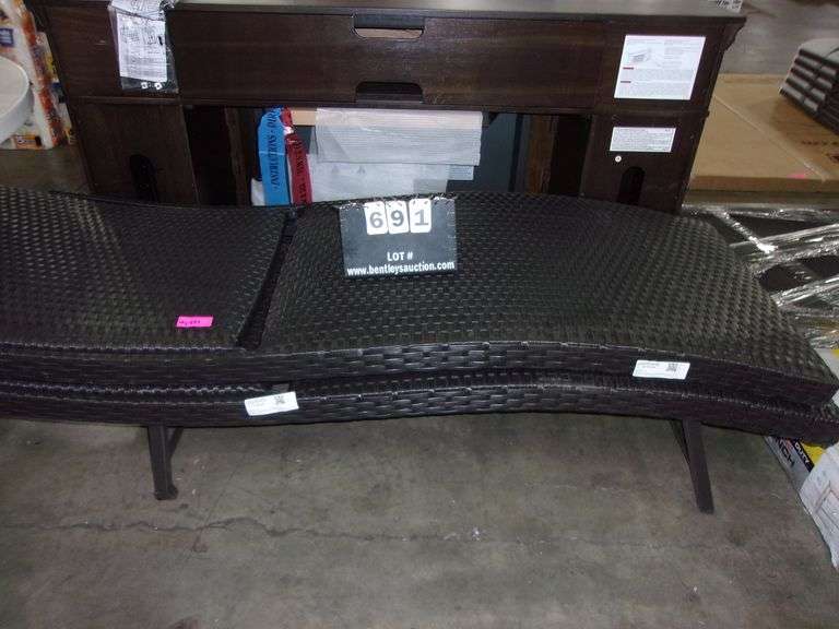 LOT 2 BLACK WICKER LOUNGE CHAIRS W/ ADJUSTABLE BACKS Bentley