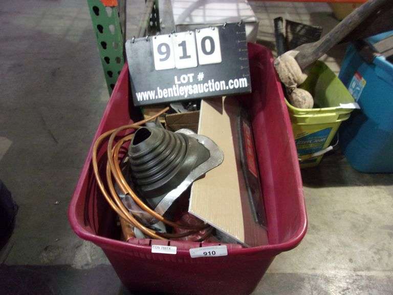 RED PLASTIC TUB W/ COPPER TUBING, PRIMER, WARNER PAINT GUIDE Bentley