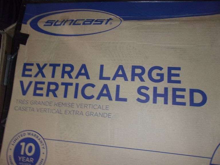 SUNCAST EXTRA LARGE VERTICAL SHED, 106 CUBIC FEET BLACK & GRAY