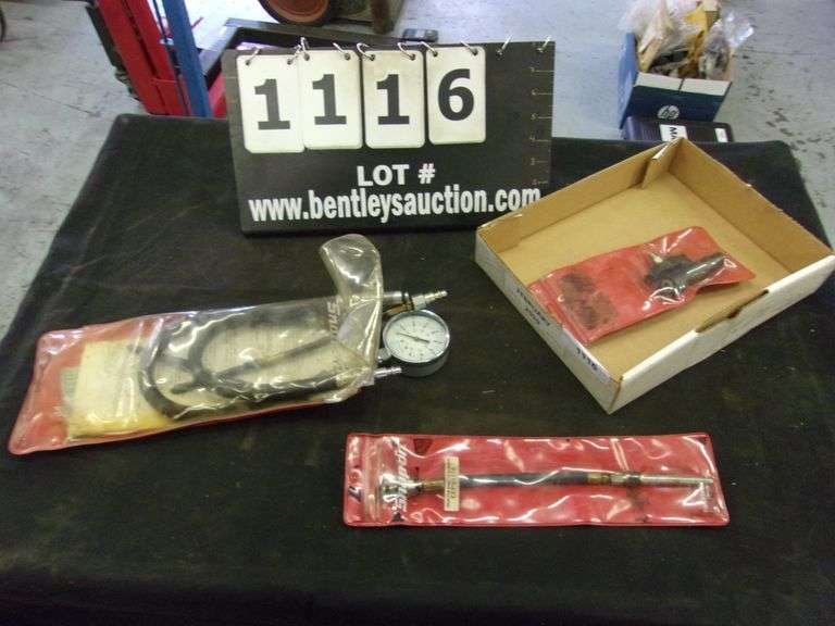 LOT ASSORTED SNAPON DIESEL ENGINE COMPRESSION GAUGE & ATTACHMENTS Bentley & Associates, LLC