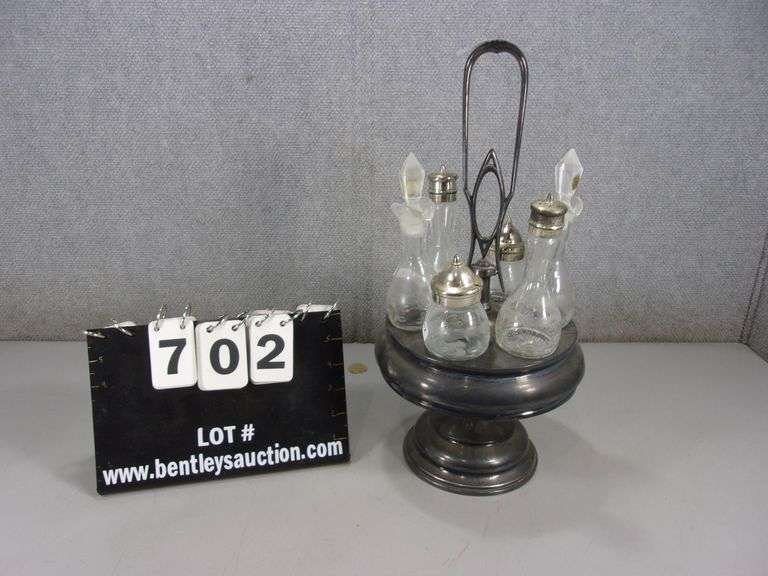 ANTIQUE CRUET SET W/ STAND Bentley & Associates, LLC