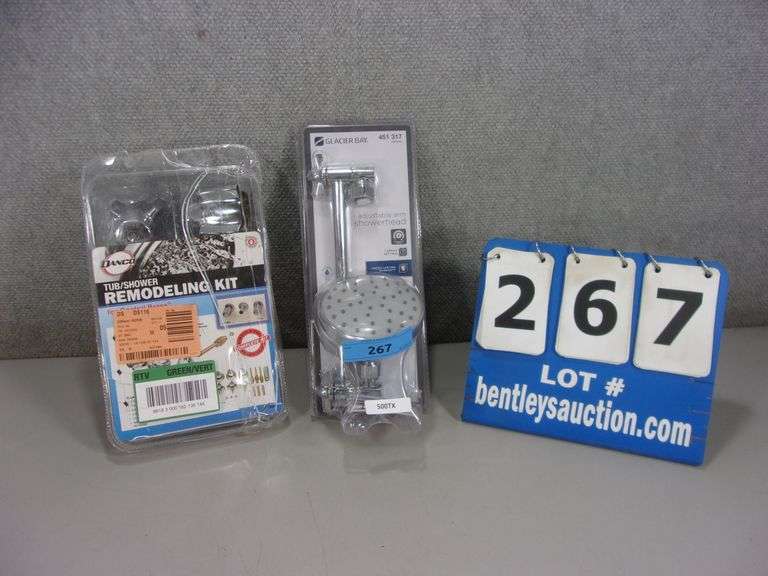 LOT 2 DANCO TUB/ SHOWER REMODEL KIT, GLACIER BAY ADJUSTABLE ARM SHOWER