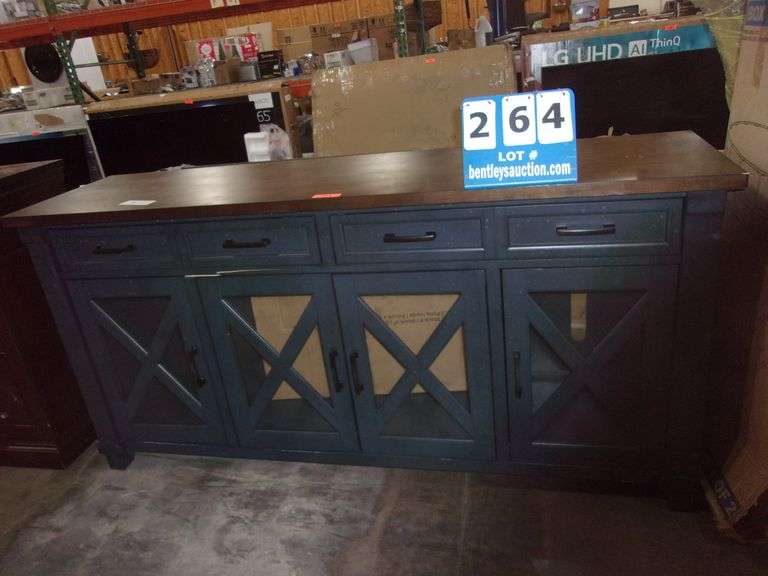 MEMBER'S MARK LIVINGSTON TV CONSOLE BLUE, 70" X 19" X 34" Bentley