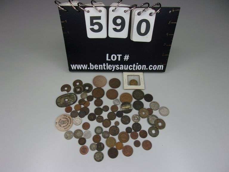 BAG: ASSORTED FOREIGN COINS & TOKENS - Bentley & Associates, LLC