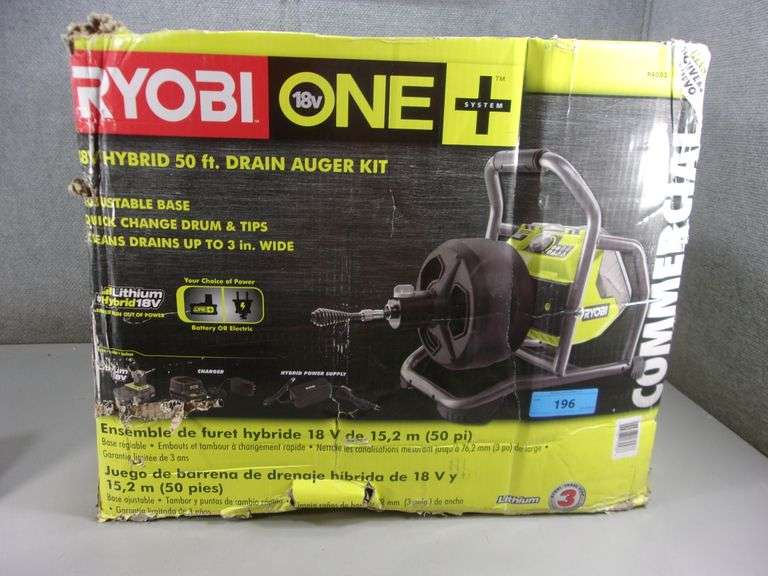 RYOBI 18V HYBRID 50' DRAIN AUGER KIT Bentley & Associates, LLC
