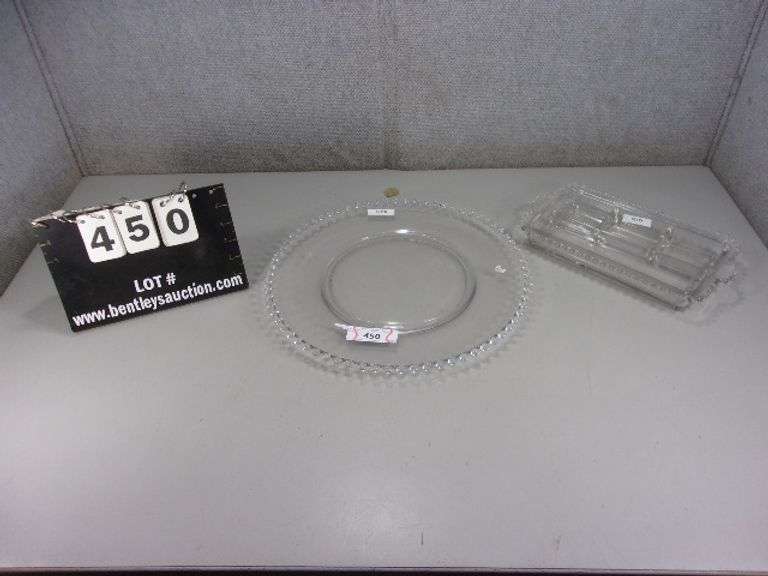 ROUND PRESSED GLASS SERVING PLATE & DIVIDED SERVING TRAY Bentley