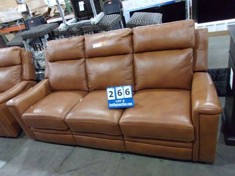MEMBER'S MARK LIVINGSTON LEATHER RECLINING SOFA SADDLE BROWN