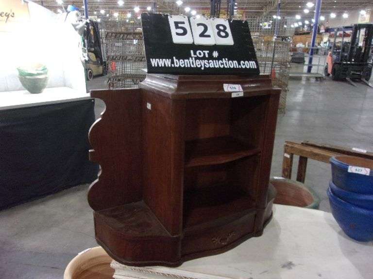 ANTIQUE WOODEN TABLE TOP OR WALL HANGING DISPLAY SHELF W/ DRAWER Bentley & Associates, LLC