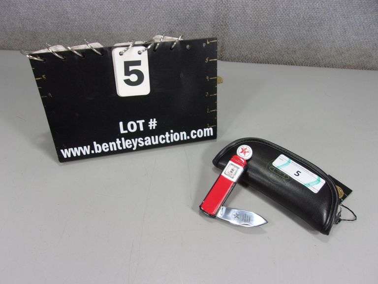 FRANKLIN MINT COLLECTOR KNIVES TEXACO GAS PUMP KNIFE W/ LEATHER CASE