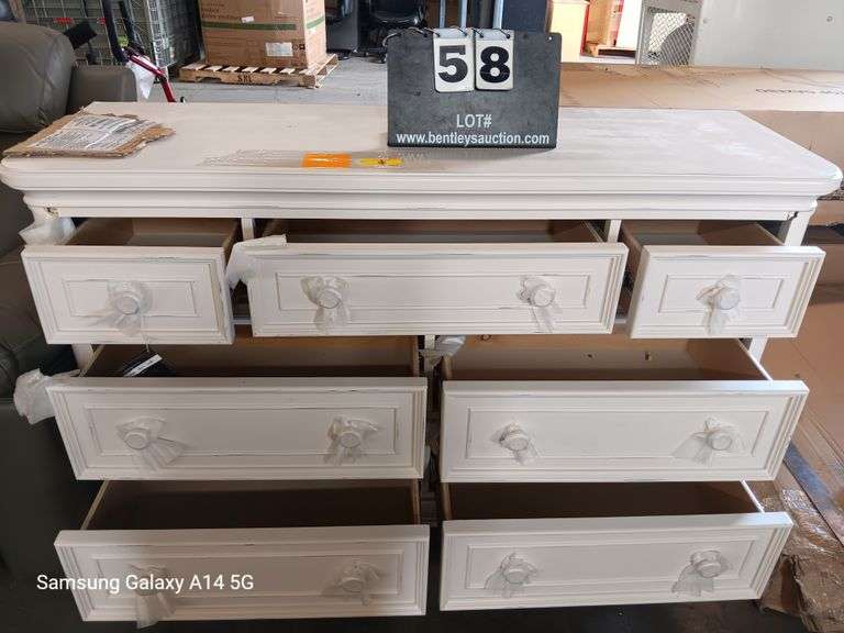 EVOLUR 901A WHITE DRESSER CRACKS & CHIPS FRONT, RIGHT & LEFT