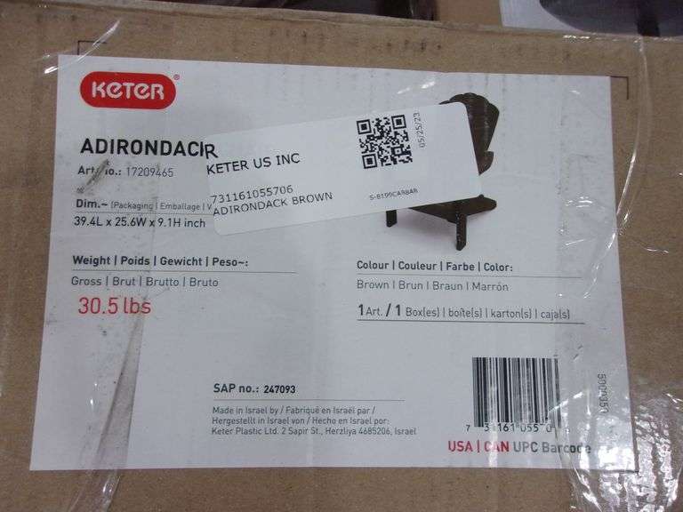 KETER ADIRONDACK CHAIR Bentley & Associates, LLC