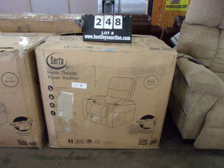 SERTA HOME THEATER BROWN LEATHER POWER RECLINER Bentley & Associates, LLC