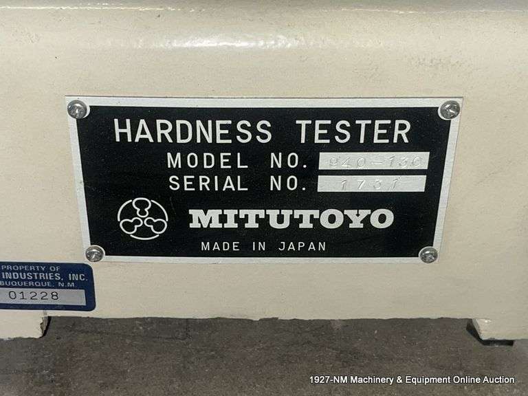 MITUTOYO HARDNESS TESTER 940130 Bentley & Associates, LLC