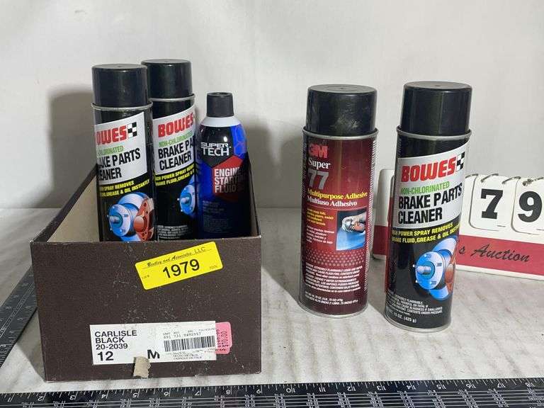 BOX ASSORTED BRAKE PARTS CLEANER, STARTING FLUID, ETC Bentley