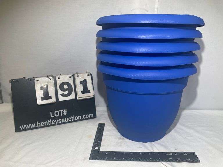 (5) BLUE PLASTIC FLOWER POTS Bentley & Associates, LLC