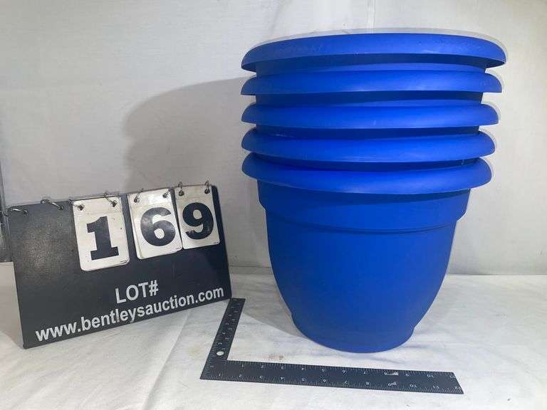 (5) BLUE PLASTIC FLOWER POTS Bentley & Associates, LLC