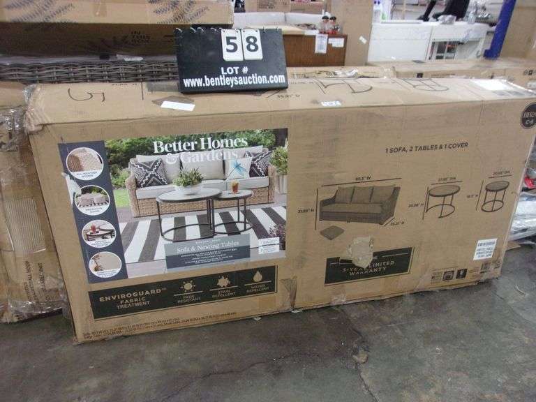 BETTER HOMES AND GARDENS SOFA AND NESTING TABLES Bentley & Associates