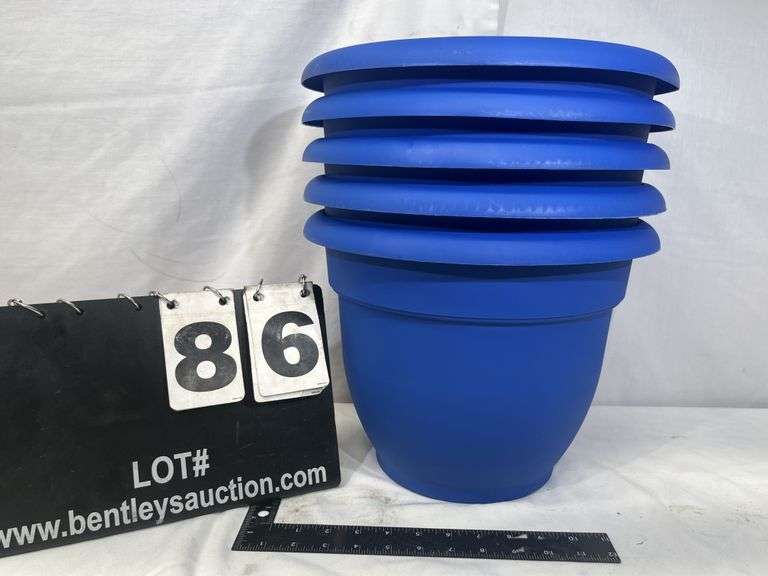 (5) BLUE PLASTIC FLOWER POTS Bentley & Associates, LLC